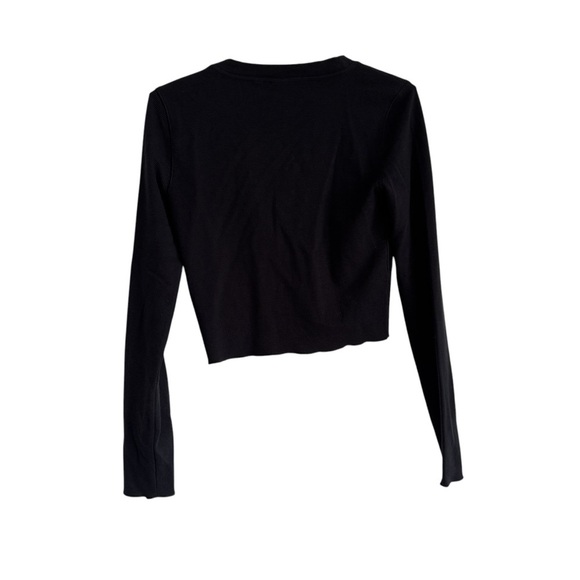 TNA Aritzia Waffle Knit Cropped V Neck Button Long Sleeved Top Size Small - Picture 6 of 6